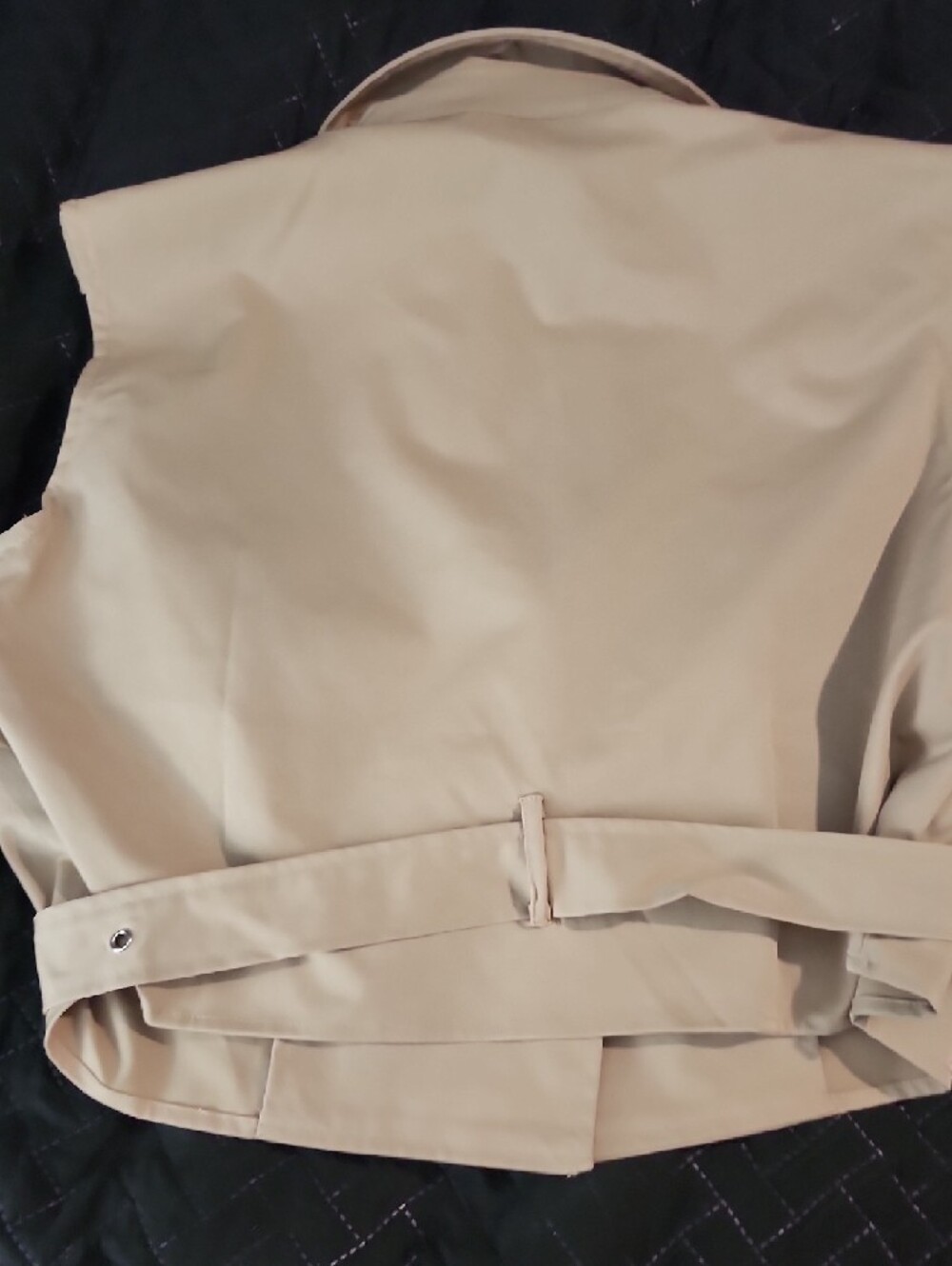 Dazy Beige Cropped Trench Vest with Belt - Picture 4 of 4